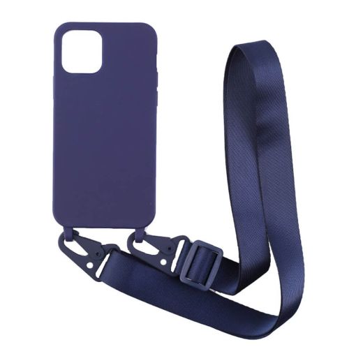 Чехол CasePro Crossbody Blue с длинным цветным ремешком для iPhone 13