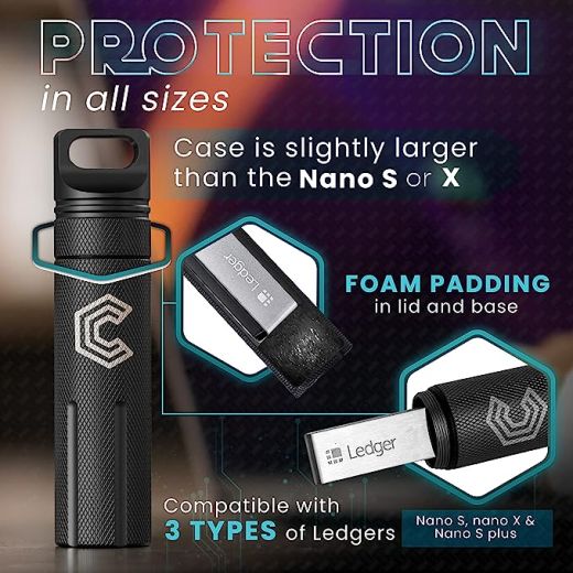 Металевий чохол-капсула CryptoPod X Black для защиты Ledger Nano S | X | S Plus