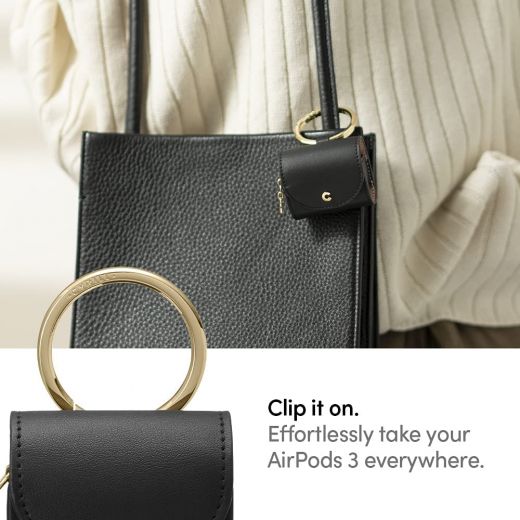 Кожаный чехол CYRILL Mini Bag Classic Leather Black для AirPods 3