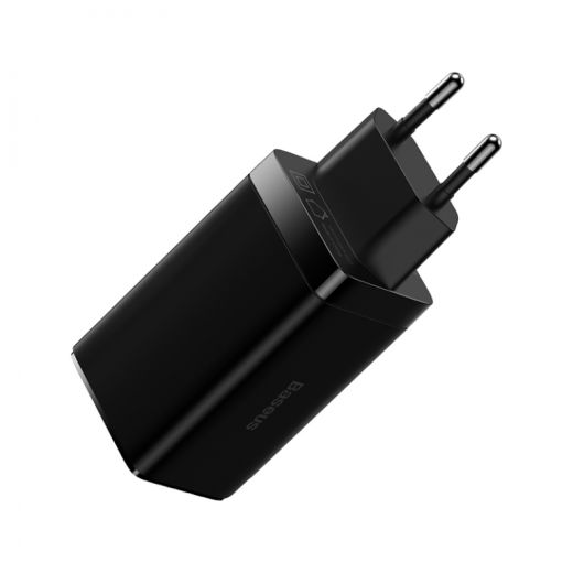 Быстрая зарядка Baseus GaN3 Pro 3 порта, USB + Type-C*2 65W Black + кабель Baseus Xiaobai Type-C to Type-C 100W (20V/5A) 1m Black