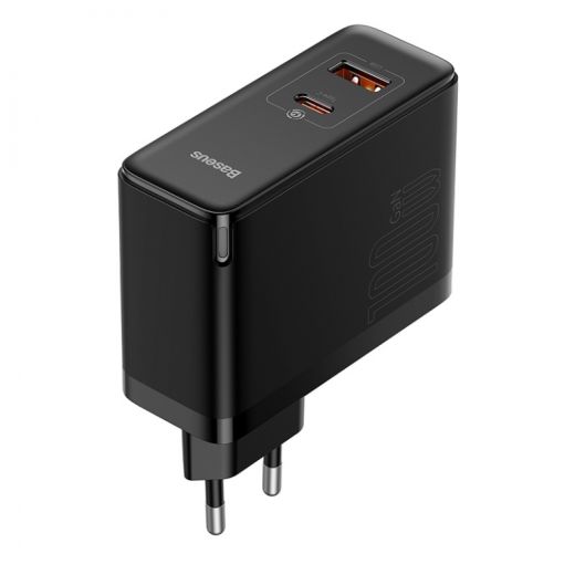 Мережевий зарядний пристрій Baseus GaN5 Pro 2 порта, USB + Type-C 100W Black + кабель Baseus Mini White Cable Type-C to Type-C 100W(20V/5A) 1m Black(CCGP090201)