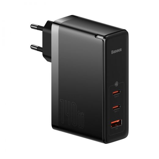 Мережевий зарядний пристрій Baseus GaN5 Pro 3 порта, USB + Type-C 140W Black + кабель Baseus Superior Type-C to Type-C 240W（48V/5A) Black (CCGP100201)