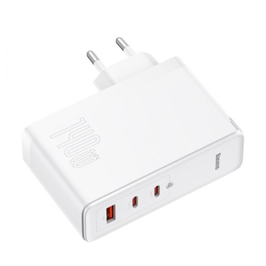 Сетевое зарядное устройство Baseus GaN5 Pro 3 порта, USB + Type-C 140W White + кабель Baseus Superior Type-C to Type-C 240W（48V/5A) White (CCGP100202)
