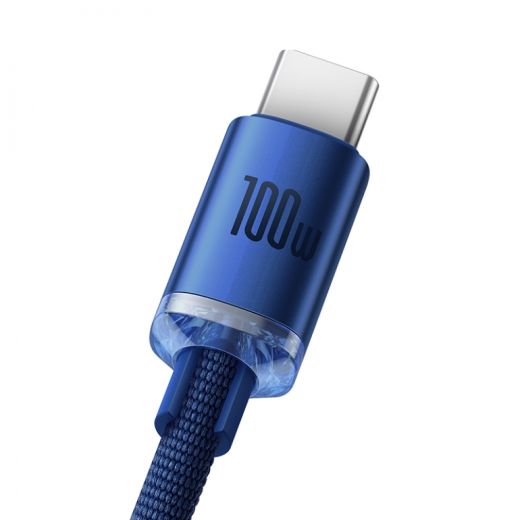 Кабель Baseus Crystal Shine USB 2.0 to Type-C 100W 1.2m Blue (CAJY000403)