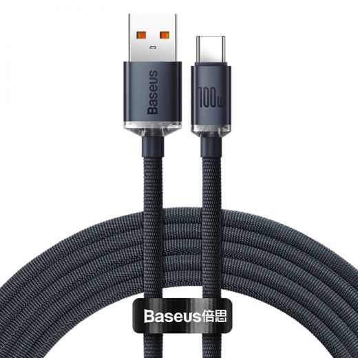 Кабель Baseus Crystal Shine USB 2.0 to Type-C 100W 2m Black (CAJY000501)