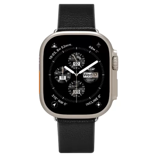 Кожаный ремешок Spigen Enzo Black для Apple Watch 49mm | 45mm | 44mm (AMP06926)