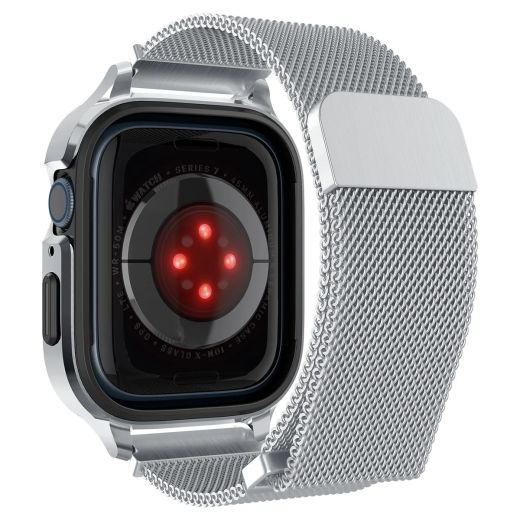 Чехол с ремешком Spigen Metal Fit Pro Silver для Apple Watch Series 9 | 8 | 7  41mm (ACS04586)