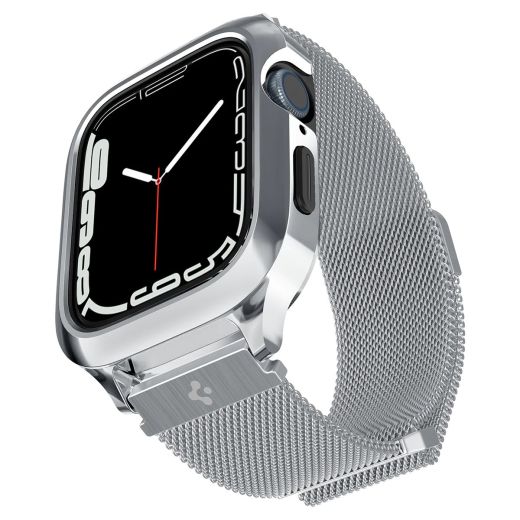 Чехол с ремешком Spigen Metal Fit Pro Silver для Apple Watch Series 9 | 8 | 7  45mm (ACS04584)