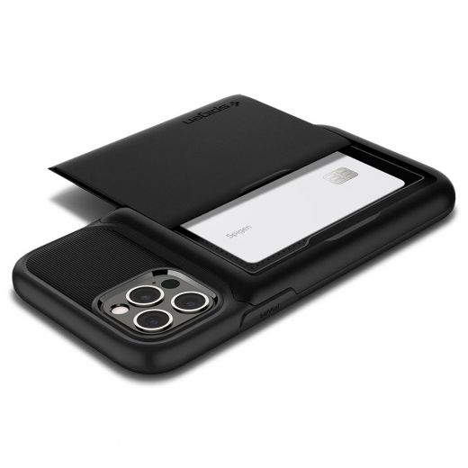 Чехол Spigen Slim Armor Wallet Black для iPhone 12 | 12 Pro (ACS01527)