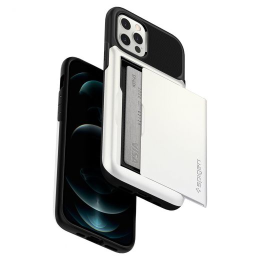 Чехол Spigen Slim Armor Wallet Pearl White для iPhone 12 | 12 Pro (ACS01530)