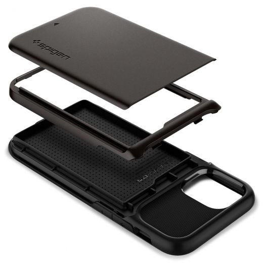 Чехол Spigen Slim Armor Wallet Gunmetal для iPhone 12 mini (ACS01550)