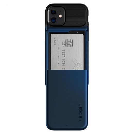 Чехол Spigen Slim Armor Wallet Navy Blue для iPhone 12 mini (ACS01551)