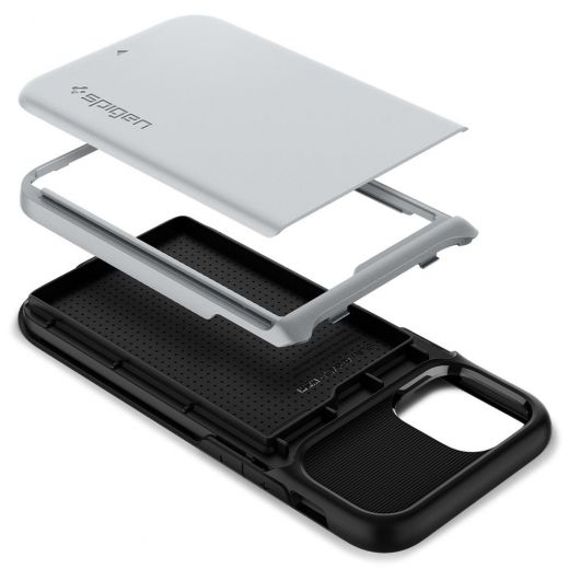 Чохол Spigen Slim Armor Wallet Satin Silver для iPhone 12 mini (ACS01552)