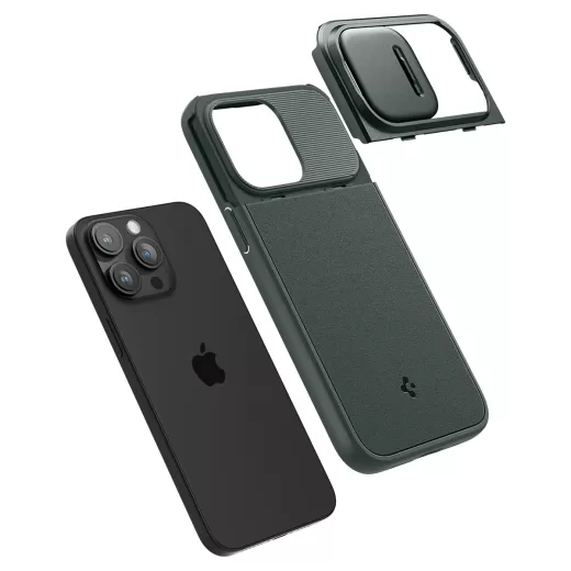 Чехол с защитой камеры Spigen Optik Armor (MagFit) Abyss Green для iPhone 15 Pro Max (ACS06600)