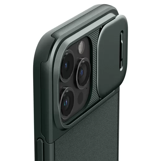 Чехол с защитой камеры Spigen Optik Armor (MagFit) Abyss Green для iPhone 15 Pro (ACS06739)