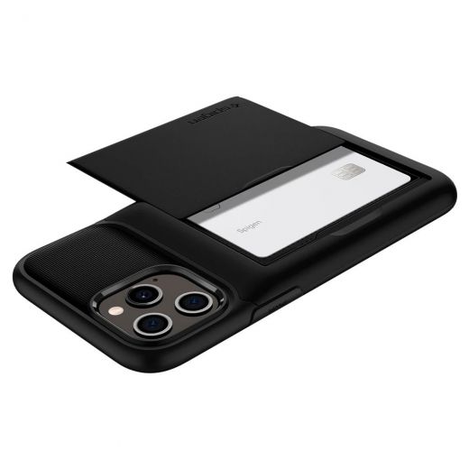 Чехол Spigen Slim Armor Wallet Black для iPhone 12 Pro Max (ACS01483)