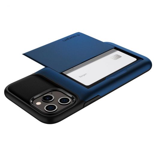 Чехол Spigen Slim Armor Wallet Navy Blue для iPhone 12 Pro Max (ACS01485)