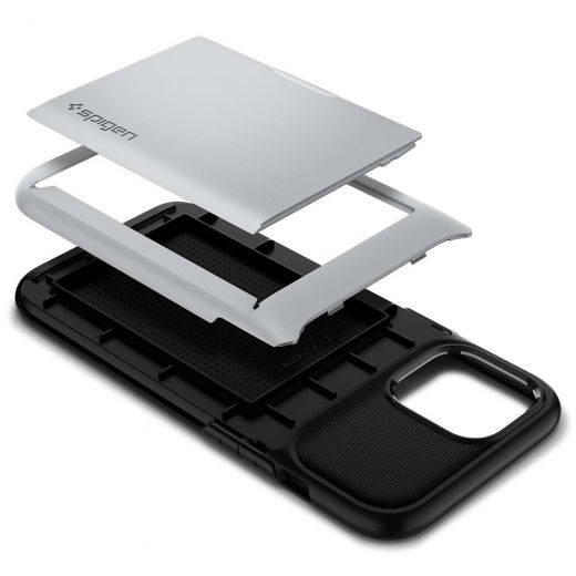 Чехол Spigen Slim Armor Wallet Satin Silver для iPhone 12 Pro Max (ACS01486)