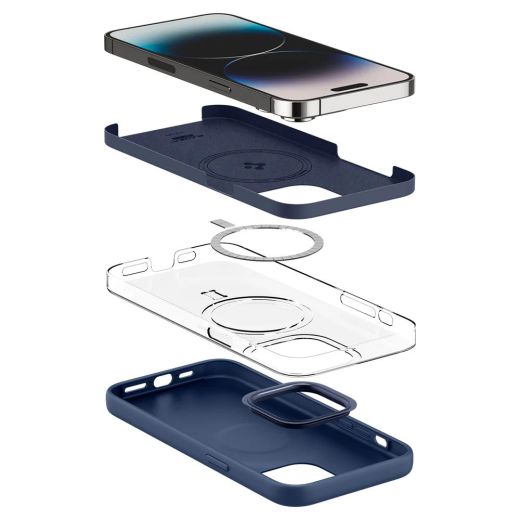 Силіконовий чохол Spigen Silicone Fit (MagFit) Navy Blue для iPhone 14 Pro Max (ACS04847)
