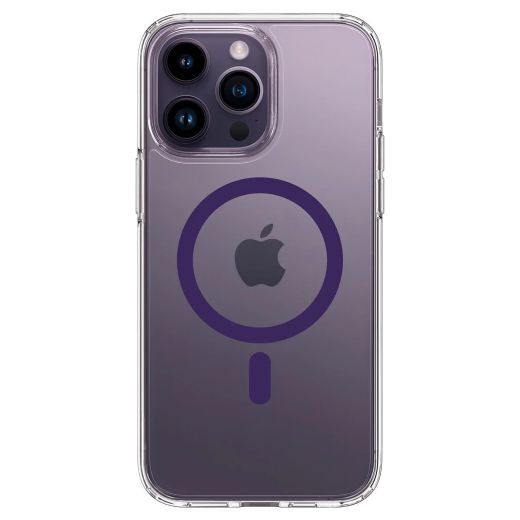 Прозрачный чехол Spigen Ultra Hybrid (MagFit) Deep Purple для iPhone 14 Pro (ACS05585)