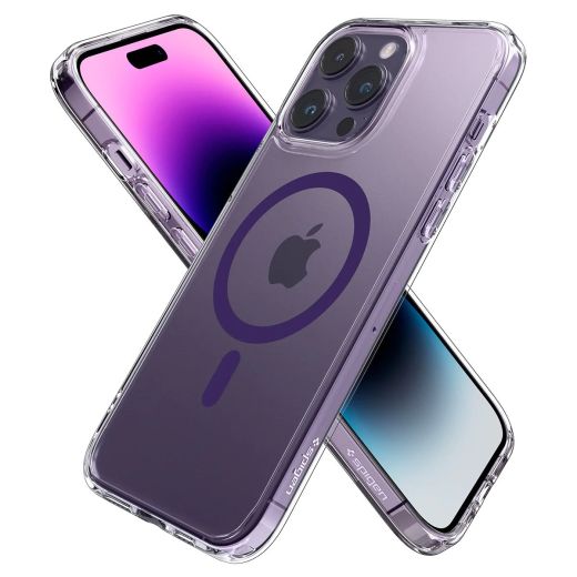 Прозрачный чехол Spigen Ultra Hybrid (MagFit) Deep Purple для iPhone 14 Pro (ACS05585)