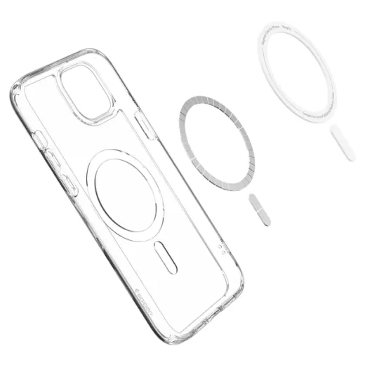 Прозрачный чехол Spigen Crystal Hybrid (MagFit) White для iPhone 15 (ACS06485)