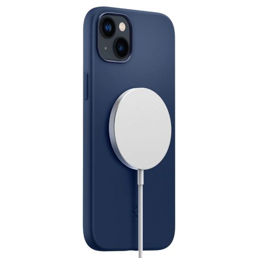 Силиконовый чехол Spigen Silicone Fit (MagFit) Navy Blue для iPhone 14 Plus (ACS04921)
