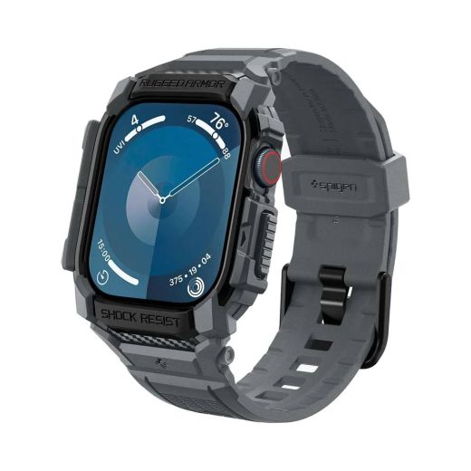 Протиударний чохол з ремінцем Spigen Rugged Armor Pro Dark Gray для Apple Watch Series 10 (2024) 46мм (ACS08605)