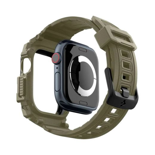 Протиударний чохол з ремінцем Spigen Rugged Armor Pro Vintage Khaki для Apple Watch Series 10 (2024) 46мм (ACS08608)