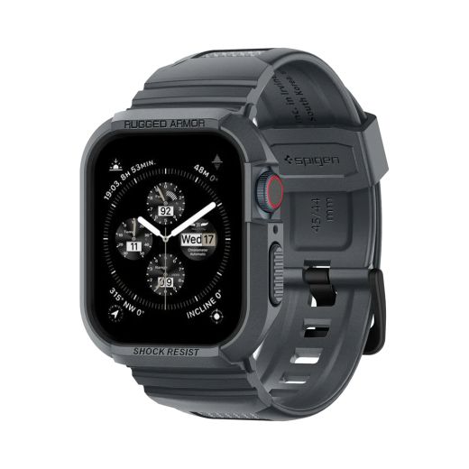 Чохол-ремінець Spigen Rugged Armor Pro Dark Gray для Apple Watch 45мм | 44мм Series 9 | 8 | 7 (ACS07387)