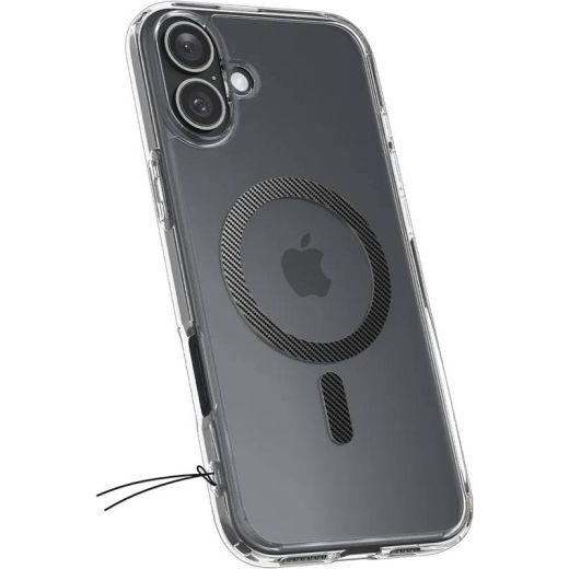 Прозрачный чехол Spigen Ultra Hybrid MagSafe Carbon Fiber для iPhone 16 (ACS08207)