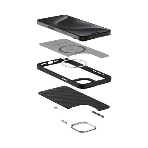 Карбоновый чехол Spigen Enzo Aramid Matte Black для iPhone 15 Pro (ACS07045)