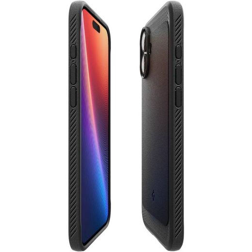 Противоударный чехол Spigen Rugged Armor MagSafe Matte Black для iPhone 16 (ACS08214)