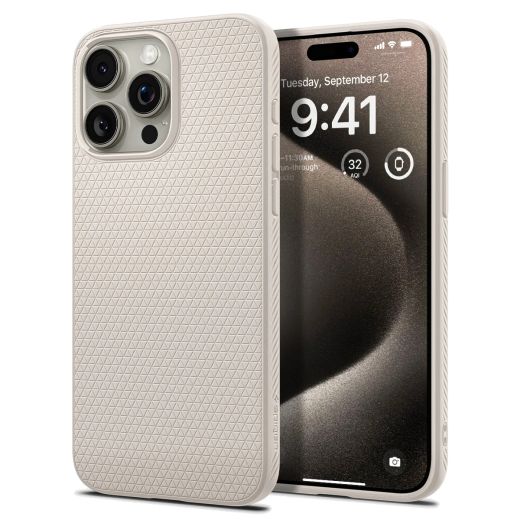 Чехол Spigen Liquid Air Natural Titanium для iPhone 15 Pro Max (ACS07212)