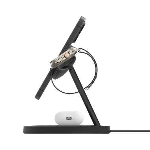 Беспроводная зарядка Belkin BoostCharge Pro 3 в 1 Magnetic Wireless Charging Stand with Qi2 15W Black (WIZ032ttBK)