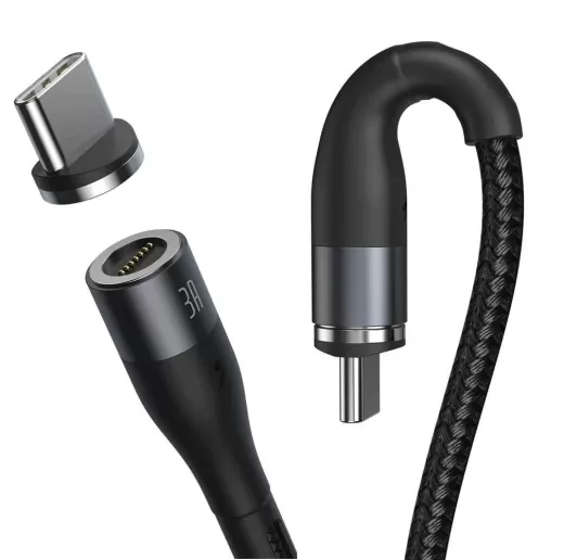 Магнитный кабель Baseus Zinc Magnetic Safe Fast Charging USB to Type-C 3A 1m Grey/Black (CATXC-MG1)