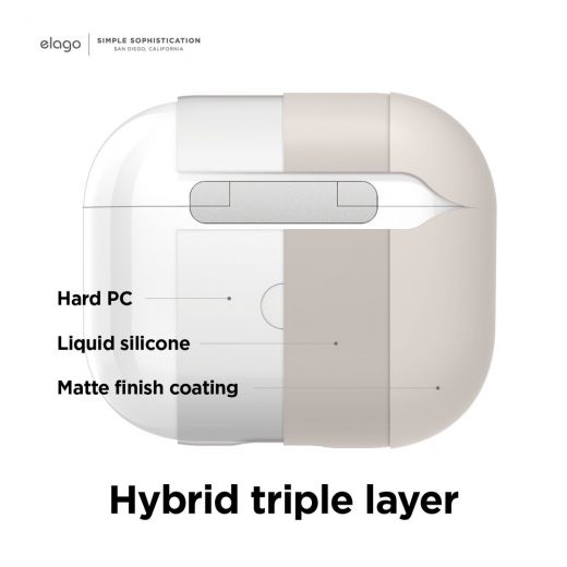Силіконовий чохол Elago Liquid Hybrid Basic Stone для AirPods 3 (AP3RH-ST)