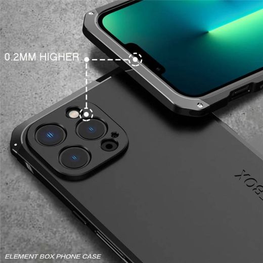 Протиударний чохол Exoticase ElementBox Metal Armor Black Silver для iPhone 15 Pro