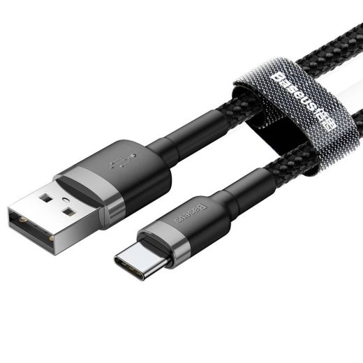 Кабель Baseus Cafule USB-A - Type-C 2A 3m Black/Grey (CATKLF-UG1)
