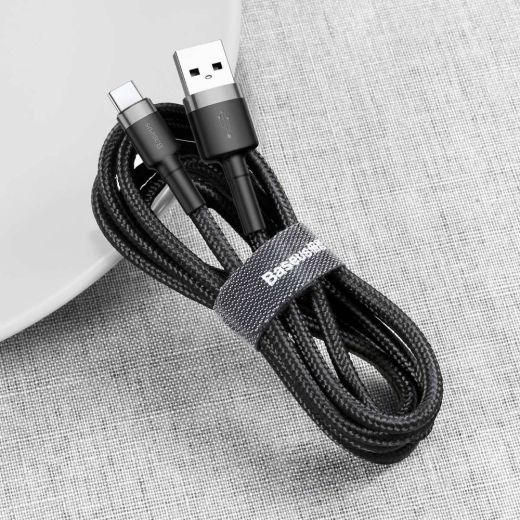 Кабель Baseus Cafule USB-A - Type-C 2A 3m Black/Grey (CATKLF-UG1)