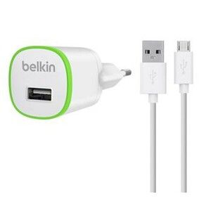 Сетевое зарядное устройство Belkin USB Micro HomeCharger (LIGHTNING сable, USB 1Amp), White