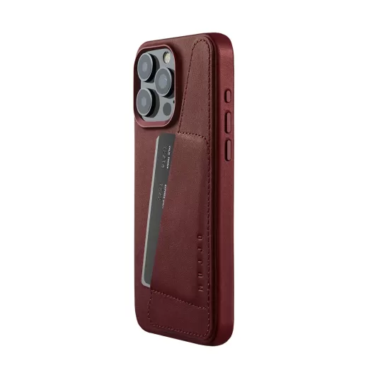 Кожаный чехол Mujjo Full Leather Wallet Case Burgundy для iPhone 15 Pro