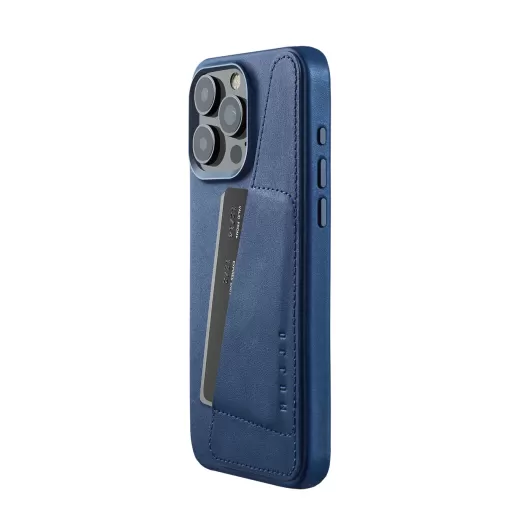 Шкіряний чохол Mujjo Full Leather Wallet Case Monaco Blue для iPhone 15 Pro Max