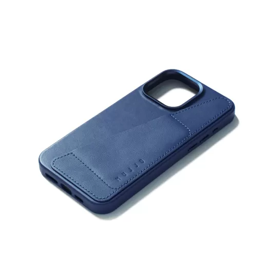 Кожаный чехол Mujjo Full Leather Wallet Case Monaco Blue для iPhone 15 Pro Max