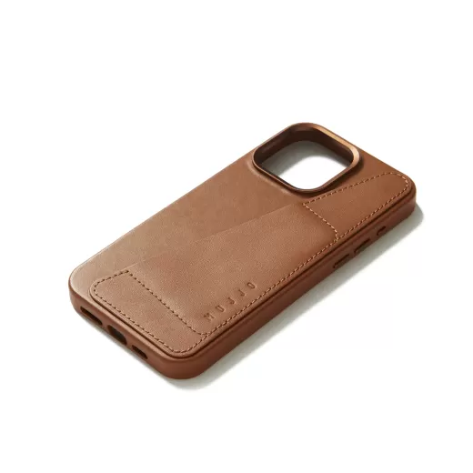 Кожаный чехол Mujjo Full Leather Wallet Case Dark Tan для iPhone 15 Pro Max