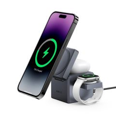 Беспроводная зарядка Anker 3 в 1 Charging Cube with MagSafe Black