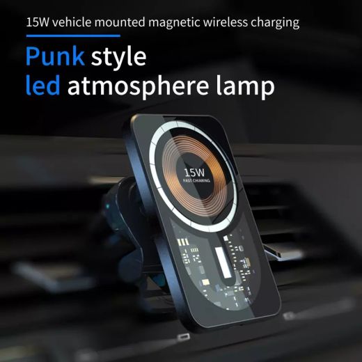 Автомобільний зарядний пристрій CasePro Magnetic Wireless Car Charger Black