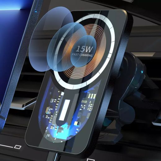 Автомобильное зарядное устройство CasePro Magnetic Wireless Car Charger Black