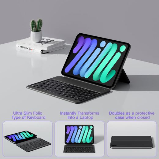 Чехол-клавиатура HOU Ultra Slim Keyboard Case Black для iPad mini 6 | iPad mini 7 (A17 Pro)