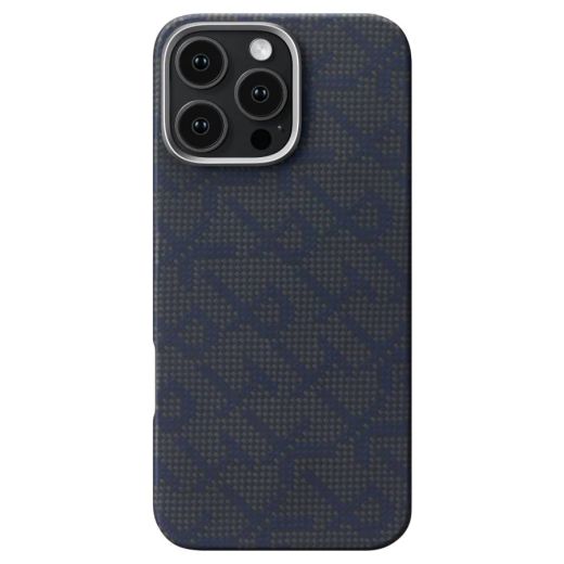 Карбоновый чехол Pitaka Monogram Black/Blue для iPhone 16 Pro Max